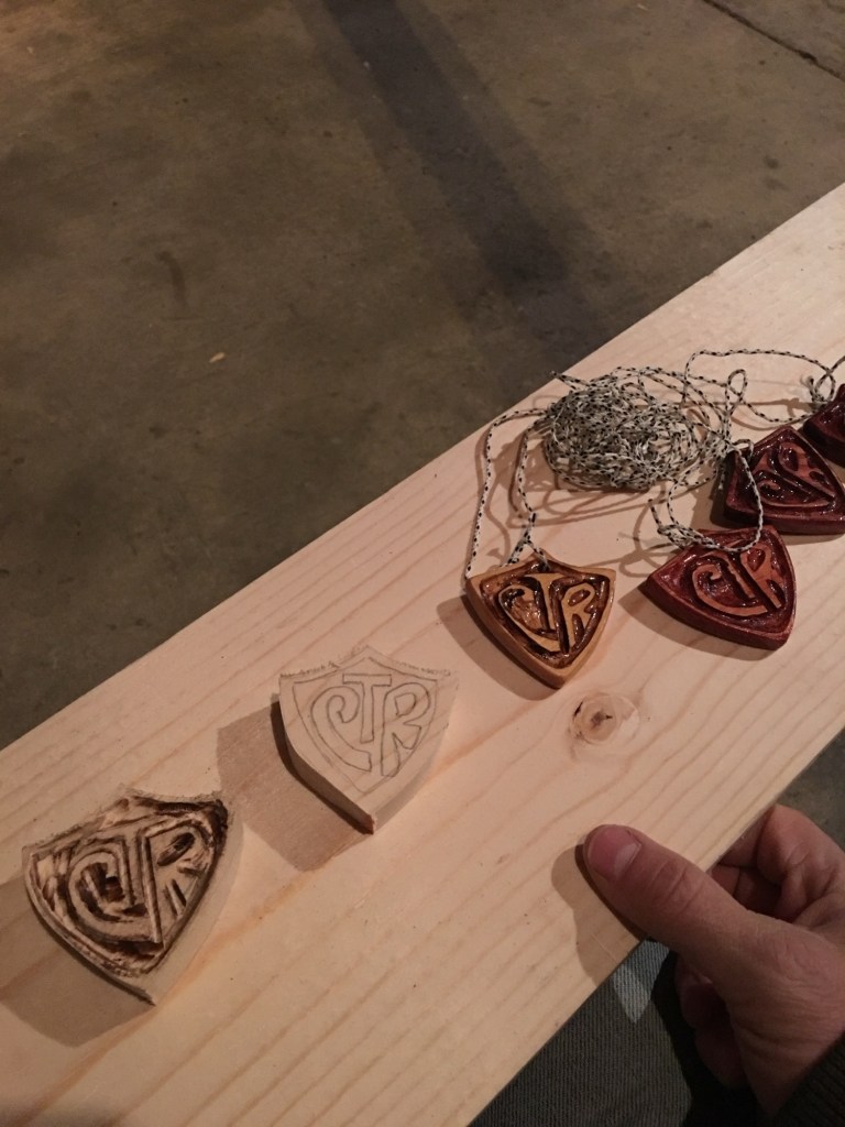 CTR Shields, Wood Carvings, Dremel Tool in various stages. I 