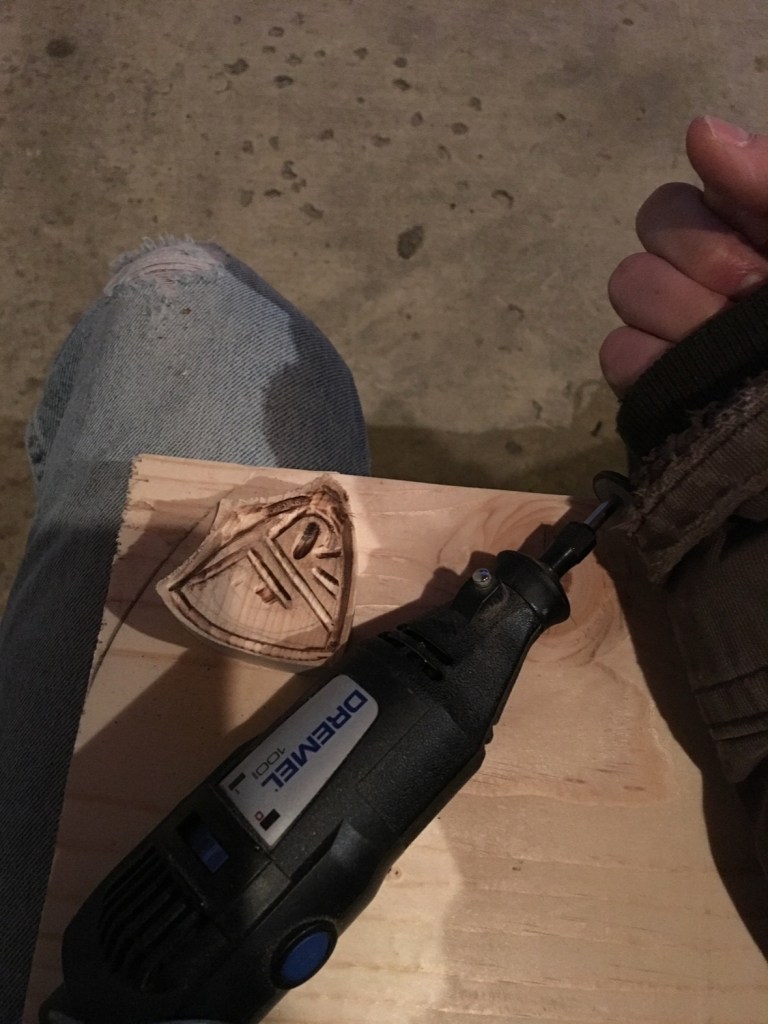Wood carving using a dremel tool on Utah Pine wood