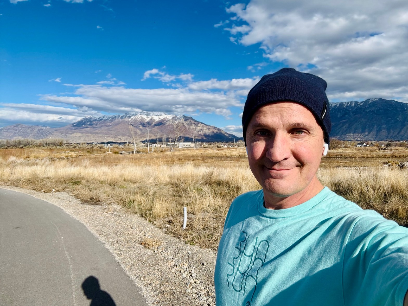 Jared Harding Wilson running along the Provo River Parkway Trail