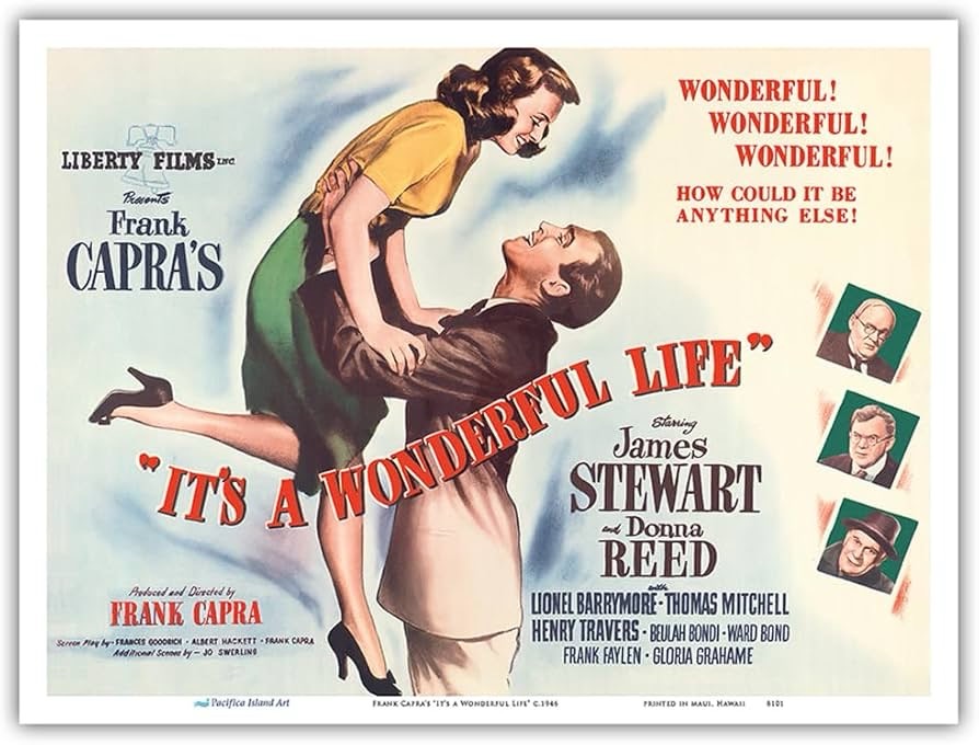 Frank Capta’s It’s A Wonderful Life Movie Poster with Jimmy Stewart and Donna Reed