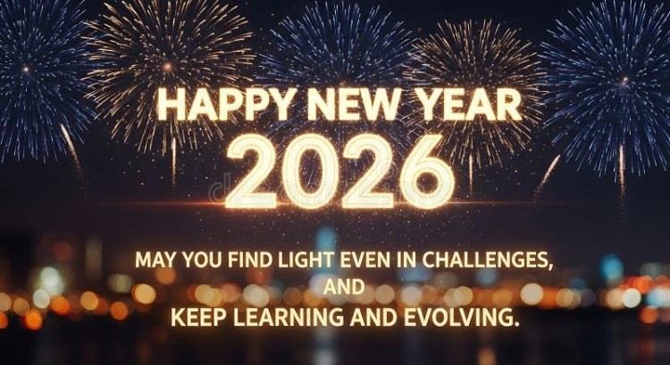HAPPY NEW YEAR 2026 MAY YOU FIND LIGHT EVEN IN CHALLENGES, AND KEEP LEARNING AND EVOLVING.