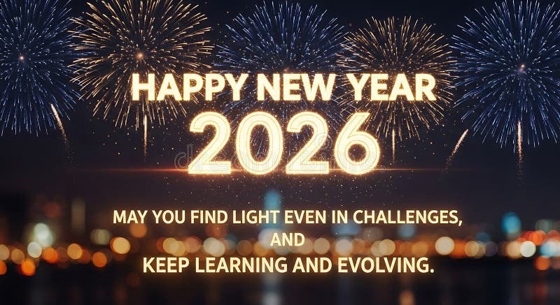 HAPPY NEW YEAR 2026 MAY YOU FIND LIGHT EVEN IN CHALLENGES, AND KEEP LEARNING AND EVOLVING.