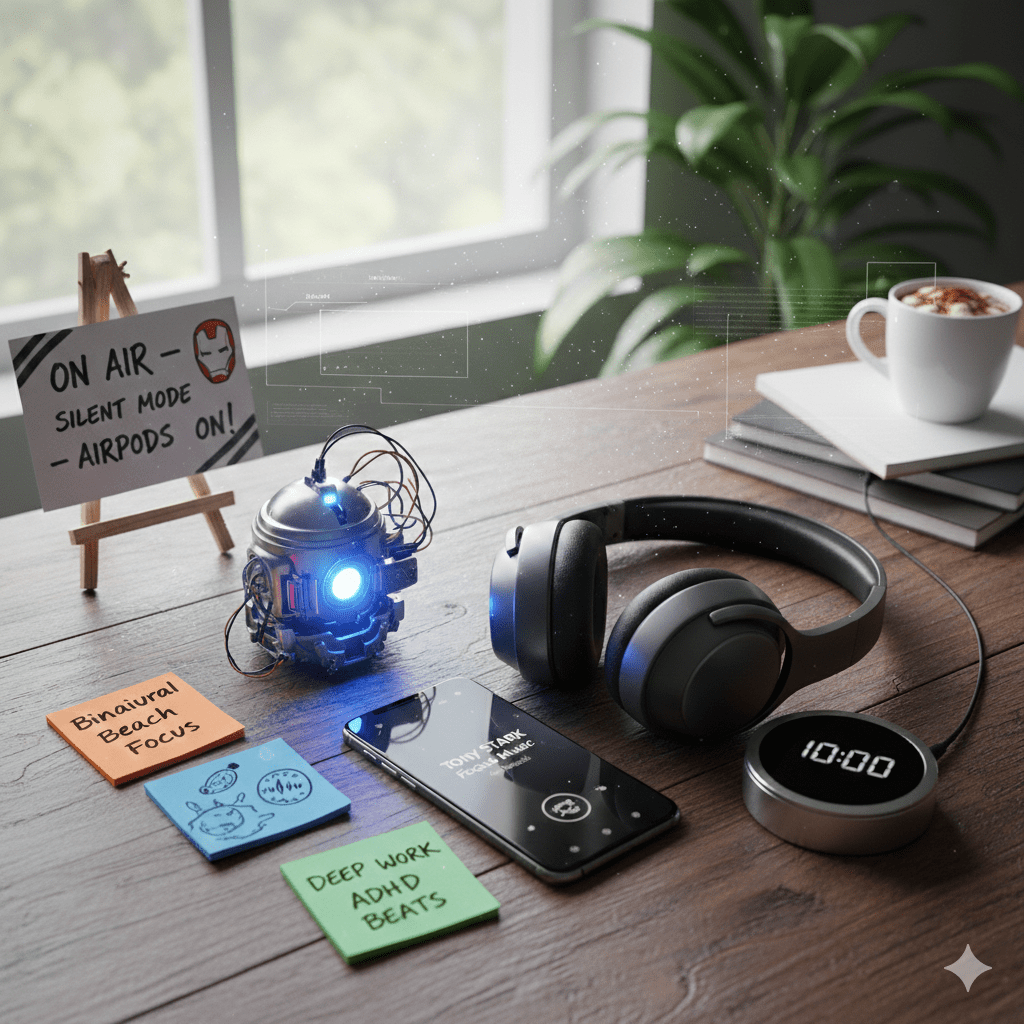 ADHD Focus Helps with Binaural beats music, timer and silent mode on my Apple AirPods to FOCUS.