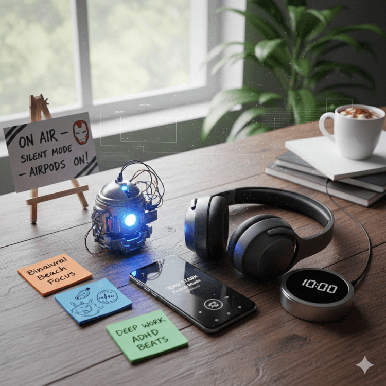 ADHD Focus Helps with Binaural beats music, timer and silent mode on my Apple AirPods to FOCUS.