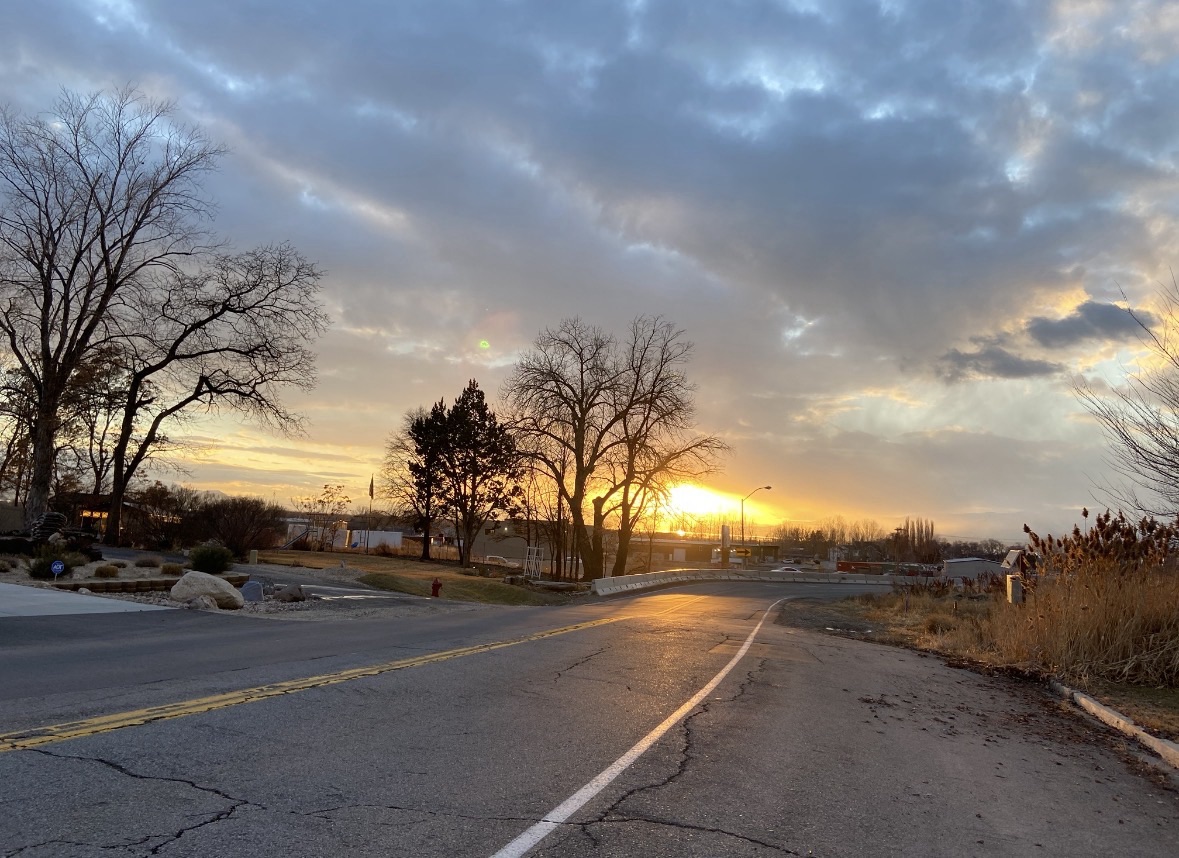 Sunset at the Road Ahead